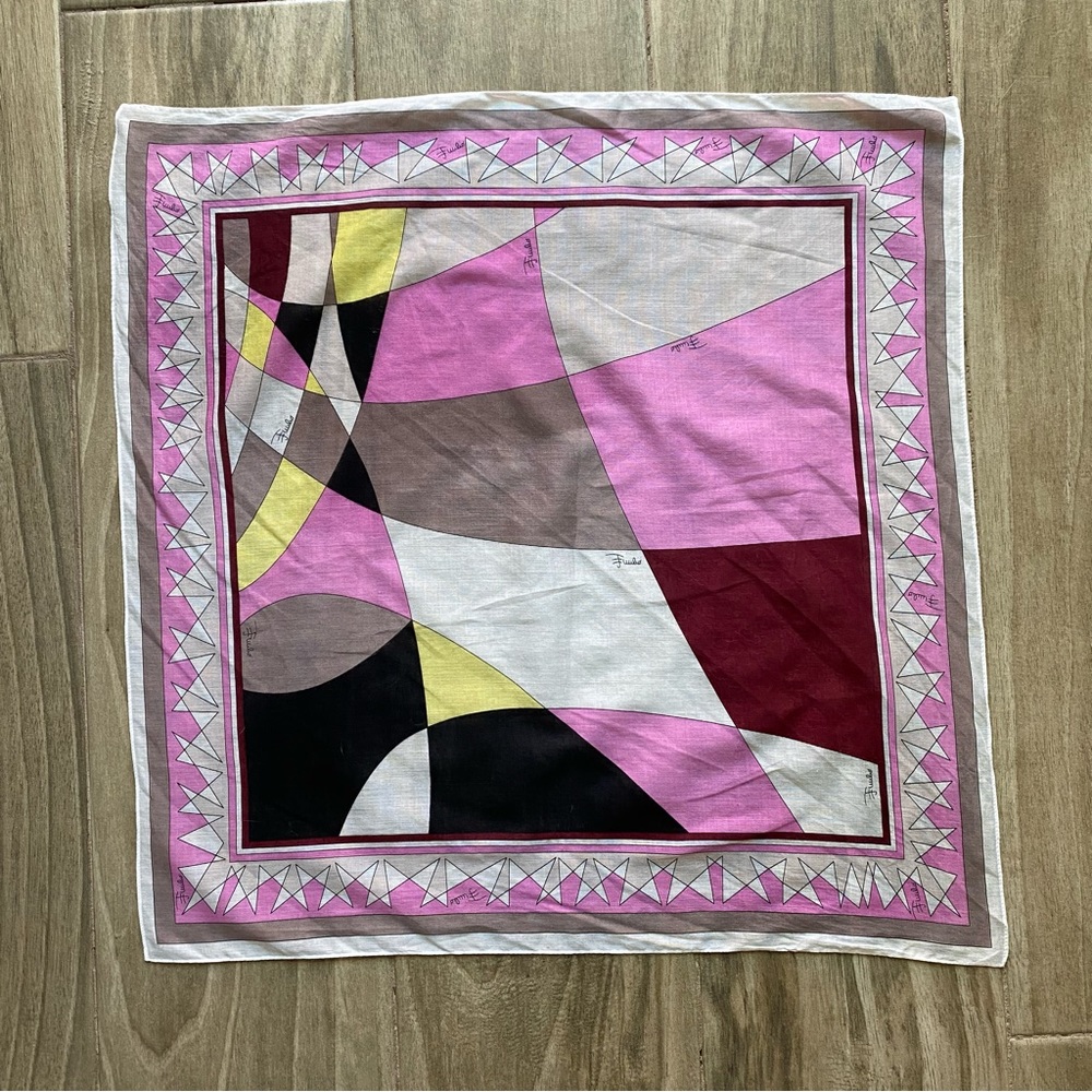 Emilio Pucci vintage 1970’s square scarf kaleidoscope geometric abstract print